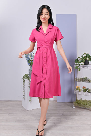 All Would Envy Dresses JACKIE CAMP-COLLAR SHIRT-DRESS IN PINK