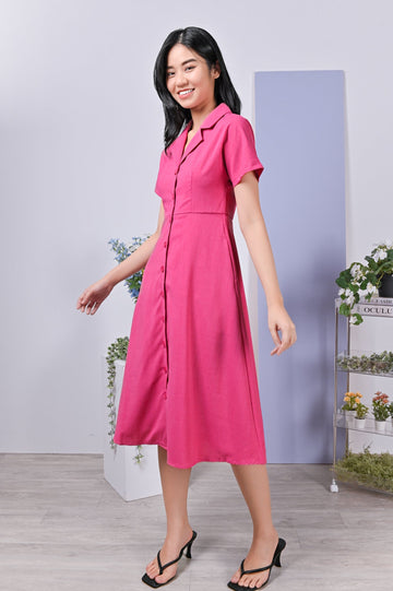 All Would Envy Dresses JACKIE CAMP-COLLAR SHIRT-DRESS IN PINK