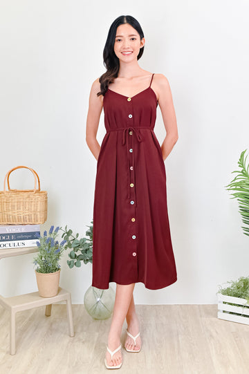 All Would Envy Dresses JOLENE BUTTONED SPAG DRESS IN WINE