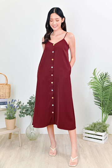 All Would Envy Dresses JOLENE BUTTONED SPAG DRESS IN WINE
