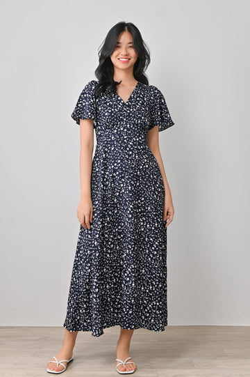 All Would Envy Dresses NALANI BUTTON MAXI DRESS IN NAVY