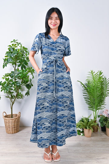 All Would Envy Dresses NAVY WAVE COLLAGE CUT-OUT MAXI DRESS