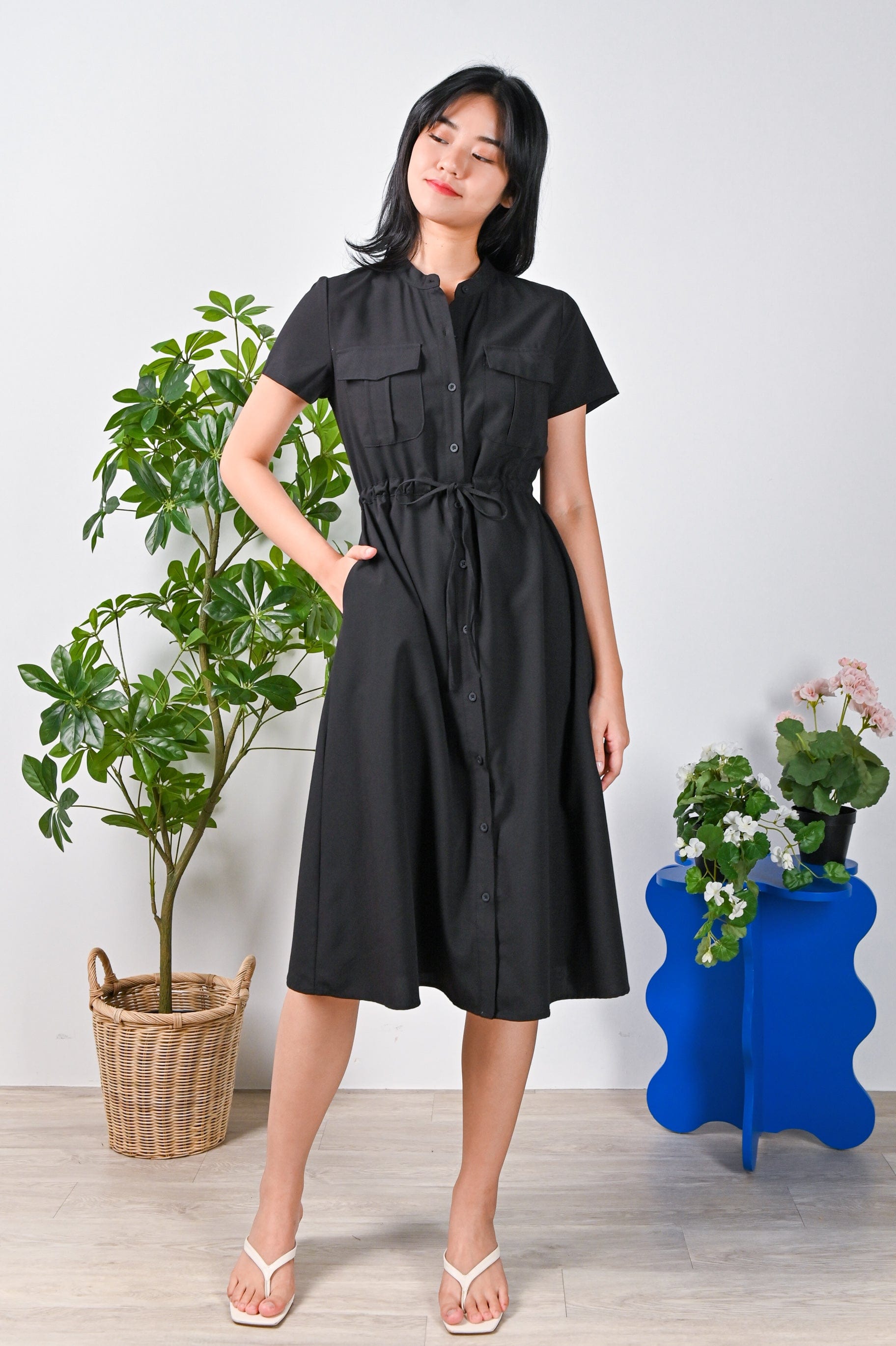 Midi utility sales shirt dress