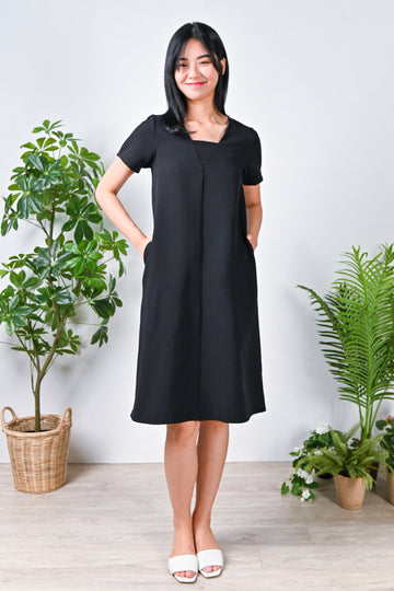 All Would Envy Dresses THEOPHILA PANEL DRESS IN BLACK