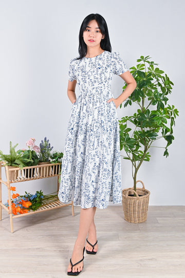 All Would Envy Dresses ULLA SLEEVED TIERED DRESS IN WHITE FLORAL