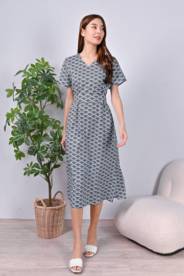 All Would Envy Dresses UMI NAVY SLEEVED MIDI DRESS