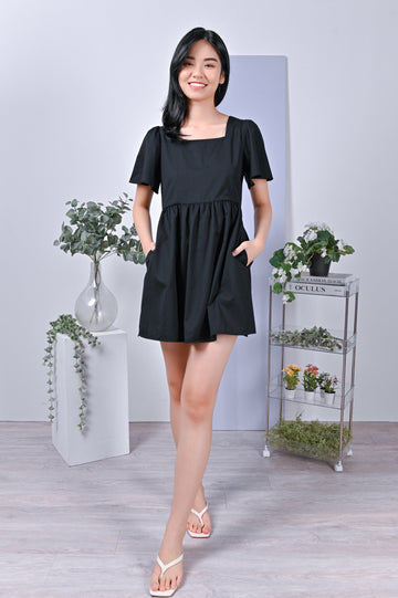 All Would Envy One Piece ELLANY DRESS-ROMPER IN BLACK