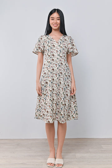 AWE Dresses BLESSING ON WINGS BUTTON MIDI DRESS