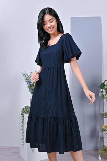 AWE Dresses BLYTHE TEXTURED DRESS IN NAVY