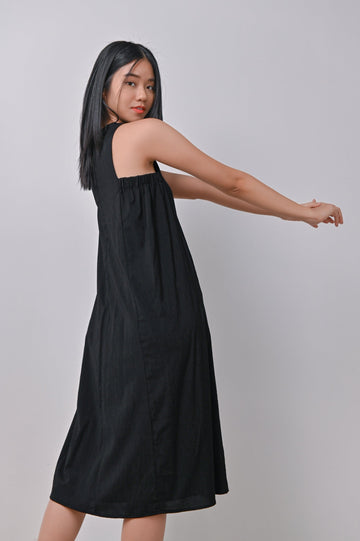 AWE Dresses CASSIDY ELASTIC-SIDE DRESS IN BLACK