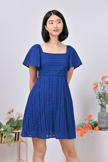 AWE Dresses ELIN EYELET DRESS-ROMPER IN BLUE