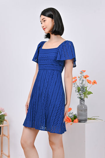 AWE Dresses ELIN EYELET DRESS-ROMPER IN BLUE