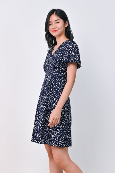 AWE Dresses JOULANI BUTTON DRESS IN NAVY FLORAL
