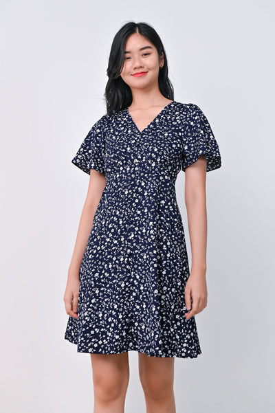 AWE Dresses JOULANI BUTTON DRESS IN NAVY FLORAL