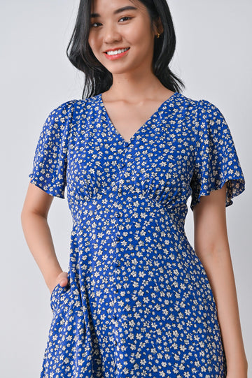 AWE Dresses JOULIE BUTTON DRESS IN BLUE