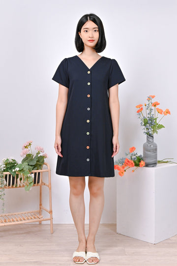 AWE Dresses LYNNIE BUTTON DRESS IN NAVY
