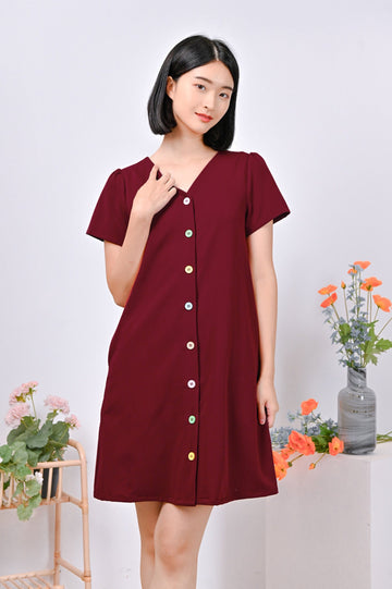 AWE Dresses LYNNIE BUTTON DRESS IN RED