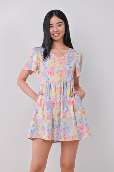 AWE One Piece CITIES IN PAINT V-NECK DRESS-ROMPER