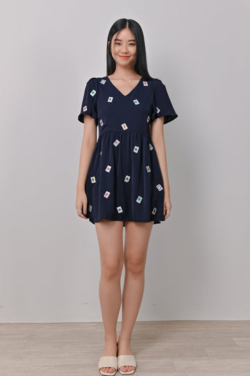 AWE One Piece MAHJONG V-NECK DRESS-ROMPER IN NAVY