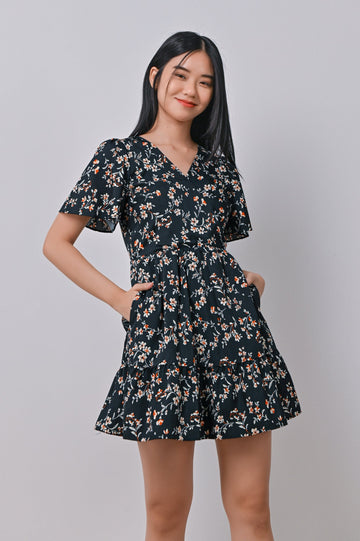 AWE One Piece NING FLORAL DRESS-ROMPER IN GREEN