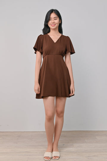 AWE One Piece ZERIA V-NECK DRESS-ROMPER IN COCOA