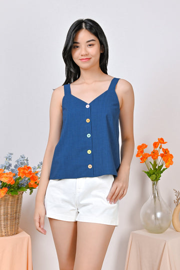 AWE Tops CHANTAL BUTTON TOP IN BLUE