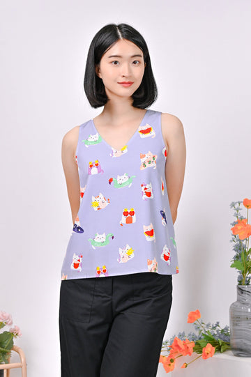 AWE Tops LILAC CATS TWO-WAY TOP