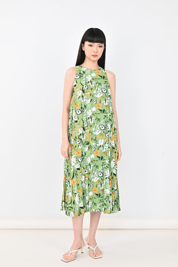AWE Dresses ALEXIS FLORAL MIDI DRESS IN GREEN