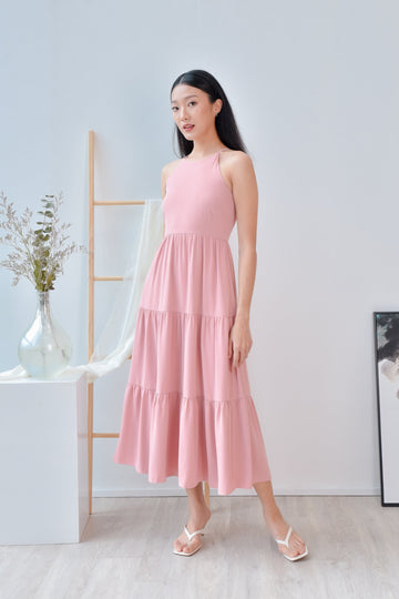 AWE Dresses ESTHER TIERED MIDAXI DRESS IN PINK