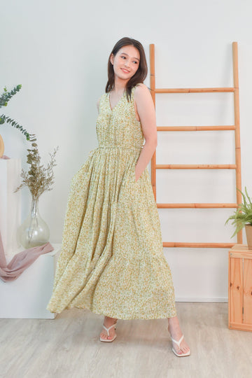 AWE Dresses KIMBERLEY TIERED MAXI IN YELLOW FLORAL