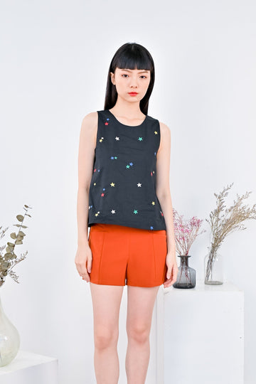 AWE Tops STARRY NIGHT BUTTONED TOP IN BLACK