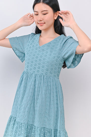 MIMI EYELET DRESS-ROMPER IN SEAFOAM