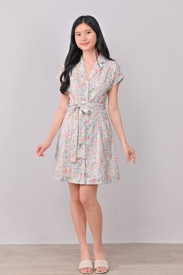 ANNIKA FLORAL EYELET SHIRT-DRESS IN COLOURFUL