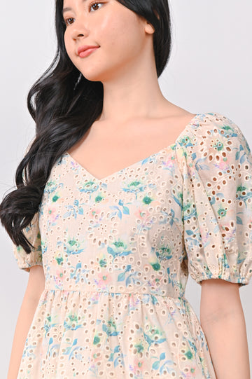 JESSE EYELET DRESS-ROMPER IN BLUE FLORAL