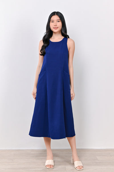 FERLENE PANEL DRESS IN BLUE