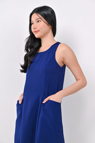 FERLENE PANEL DRESS IN BLUE