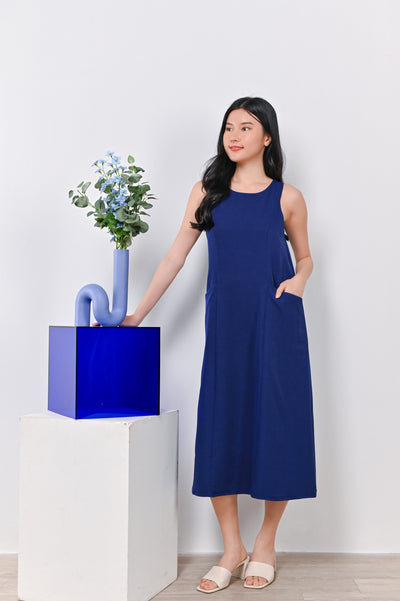 FERLENE PANEL DRESS IN BLUE