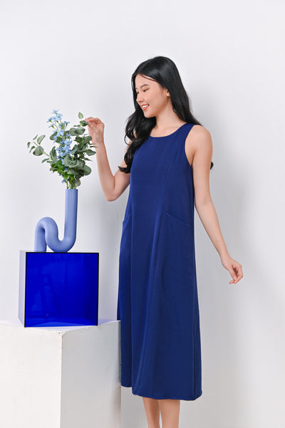 FERLENE PANEL DRESS IN BLUE