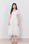 MELODY SLEEVED EYELET DRESS IN WHITE