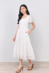 MELODY SLEEVED EYELET DRESS IN WHITE