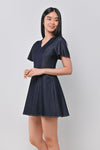 LILOU DENIM-LOOK DRESS-ROMPER IN DARK