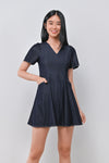 LILOU DENIM-LOOK DRESS-ROMPER IN DARK