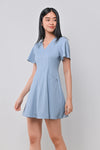 LILOU DENIM-LOOK DRESS-ROMPER IN LIGHT