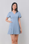 LILOU DENIM-LOOK DRESS-ROMPER IN LIGHT