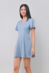 LILOU DENIM-LOOK DRESS-ROMPER IN LIGHT