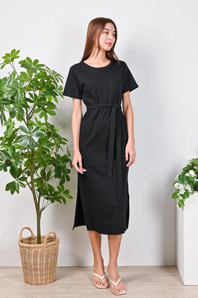 All Would Envy Dresses ABBY TEE MIDI DRESS IN BLACK