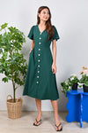 All Would Envy Dresses AMARIE SLEEVED BUTTON DRESS IN FOREST