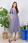 All Would Envy Dresses AMARIE SLEEVED BUTTON DRESS IN LAVENDER