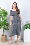 All Would Envy Dresses CANDICE SMOCKED MIDI DRESS IN BLACK