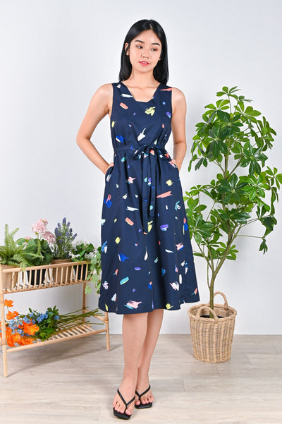 All Would Envy Dresses COLOUR JIGGLES NAVY TWO-WAY MIDI